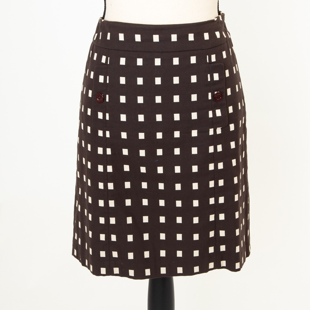 Chocolate brown & ivory patterned mini skirt 6P Ann Taylor